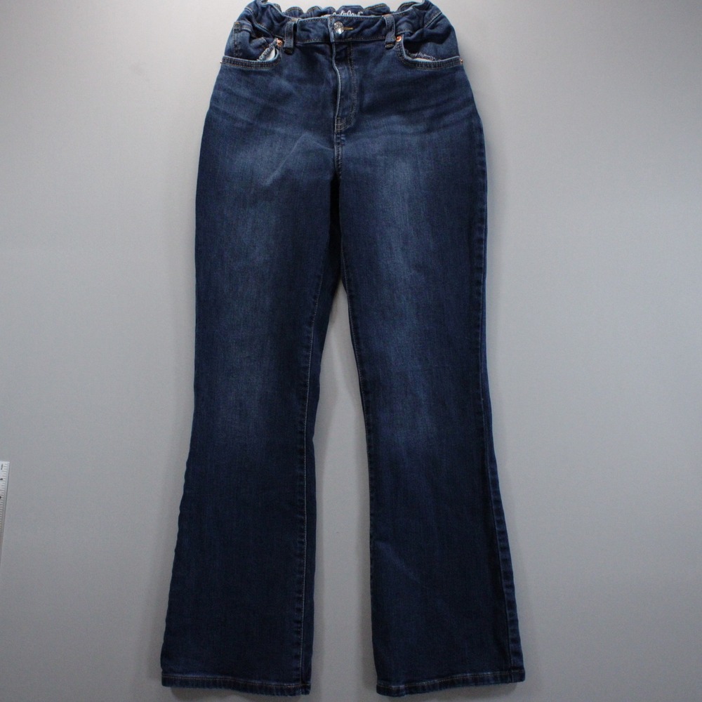 Cat & Jack Girls Super Stretch Flare Jeans Dark Wash Size 16 Adjustable Waist